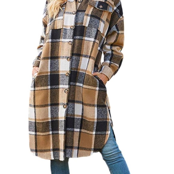 Full length plaid coat. - Picture 3 of 4